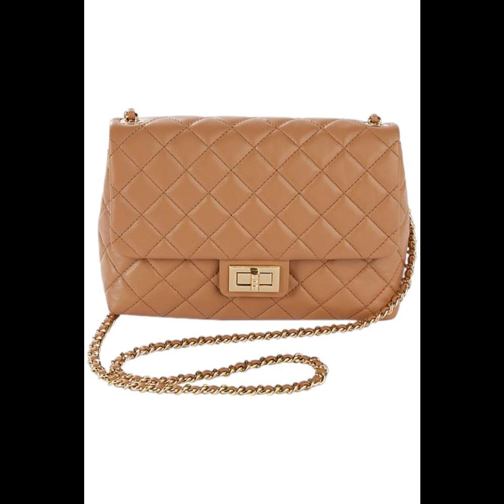G by Giuliana Black Label Quilted Leather Crossbody Camel